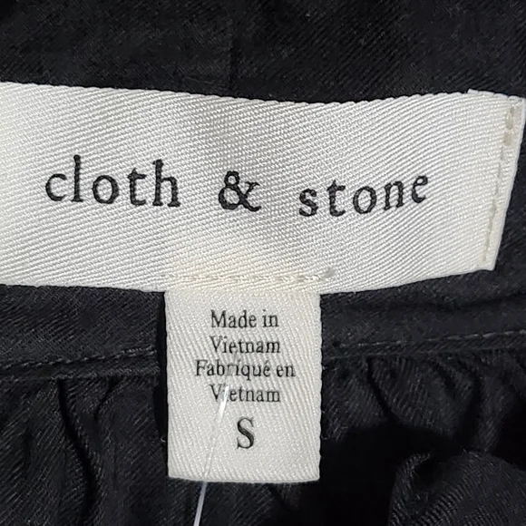 ANTHROPOLOGIE CLOTH STONE Tie Front Blouse Women Small Black Long Sleeve Career - Picture 10 of 14